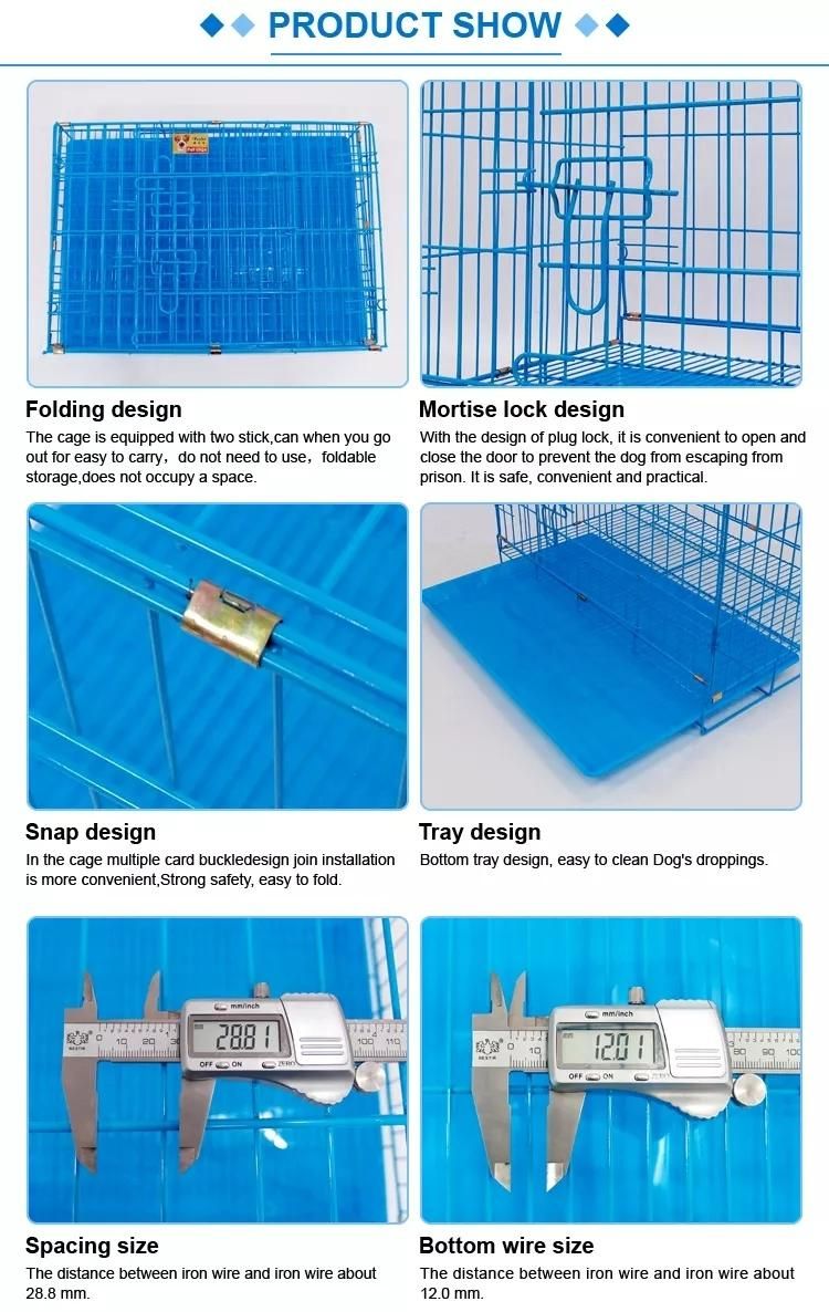 60X43X51cm Folding Anti-Rust Durable Iron Pet Cats Dogs Travel Transport Cages with Double Door