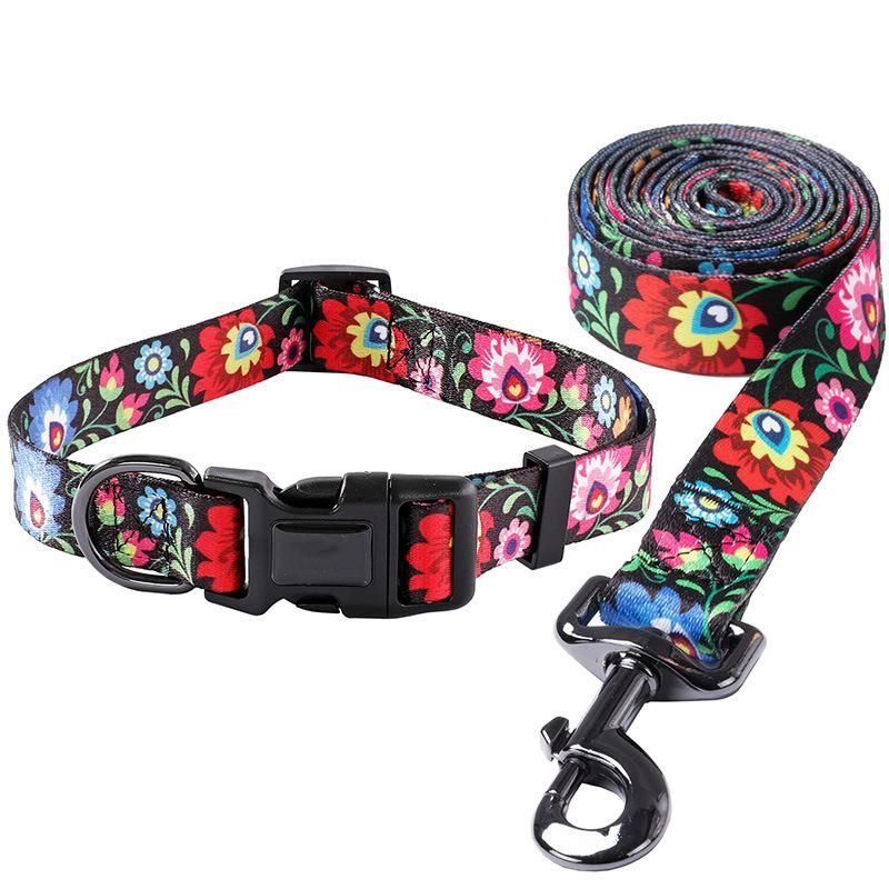 Custom Logo Premium Pet Accessories Sublimation Ajustable Soft Neoprene Dog Leash and Collar