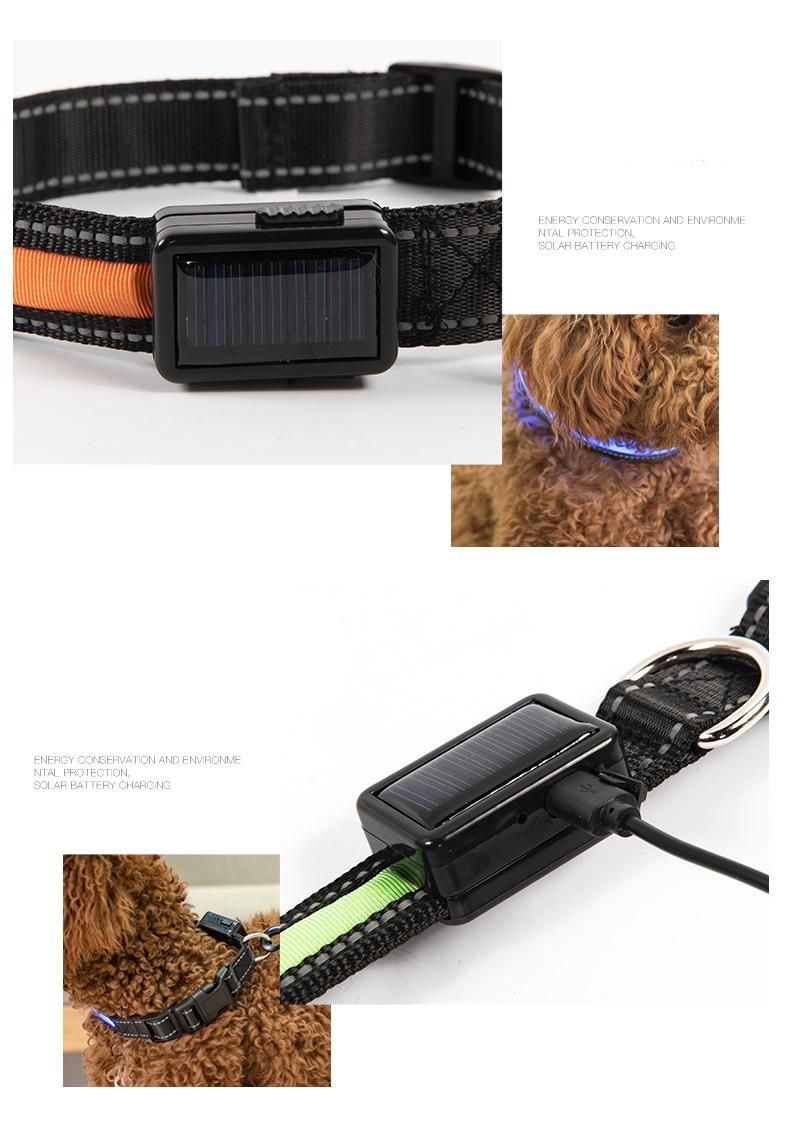 New LED Solar Luminous Collar USB Charging Flash Neck Collar Pet Accessories Pet Products