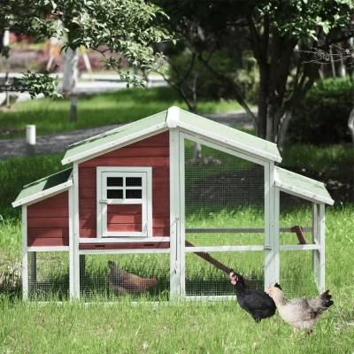 77.9 Inch Chicken Coop Wooden Small Animal Cage Hutch with Ramp and Tray