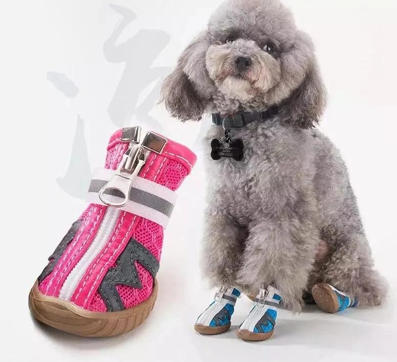 Soft Comfortable Dog Outdoor Shoes Paw Protectors with Two Adjustable Straps Anti-Slip Sole