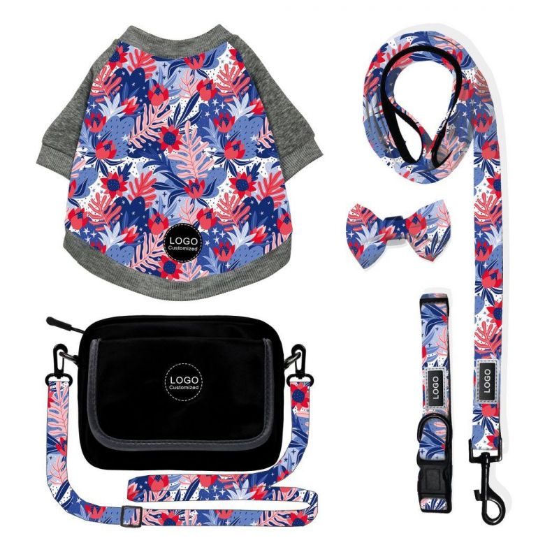 Custom Dog Clothing with Matching Collar Lead Harness Poop Bag Pet Clothes Sailor Bows