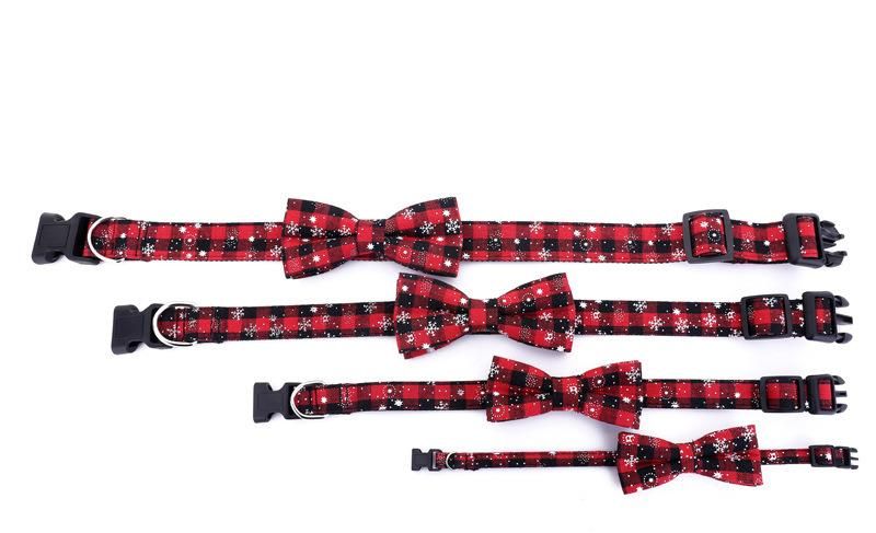Amazon Hot Sale Pet Accessories, Breathable Christmas Pet Collar Small Medium Bow Dog Collar//