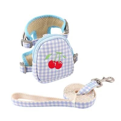 Blue Color Pet Harness Leash Outdoor Backpack for Small Cat Dog Teddy