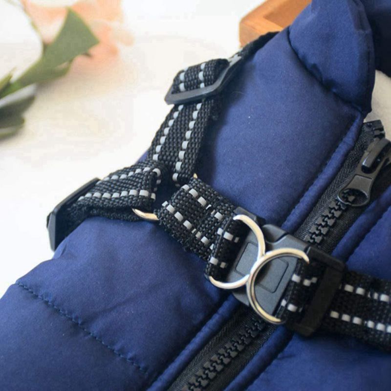 Zipper Dog Jacket Puppy Coat Small Dog Clothes Dog Coat with Reflective Harness