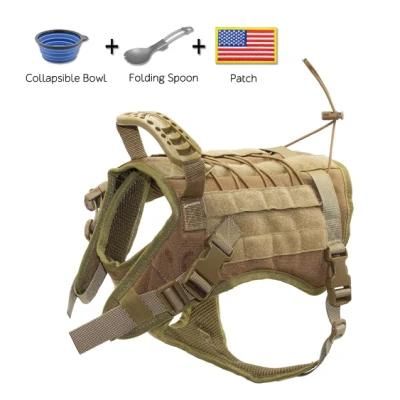 Tactical Dog Harness Vest, with Molle System &amp; Velcro Area, No Pulling Design, Comfy Mesh Padding, for Service Dogs, Military Training Hunting Hiking