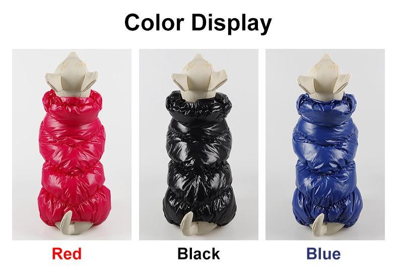 Fashion Solid Color Cotton Winter Warm High Collar Padded Pet Down Jackets Dog Clothes