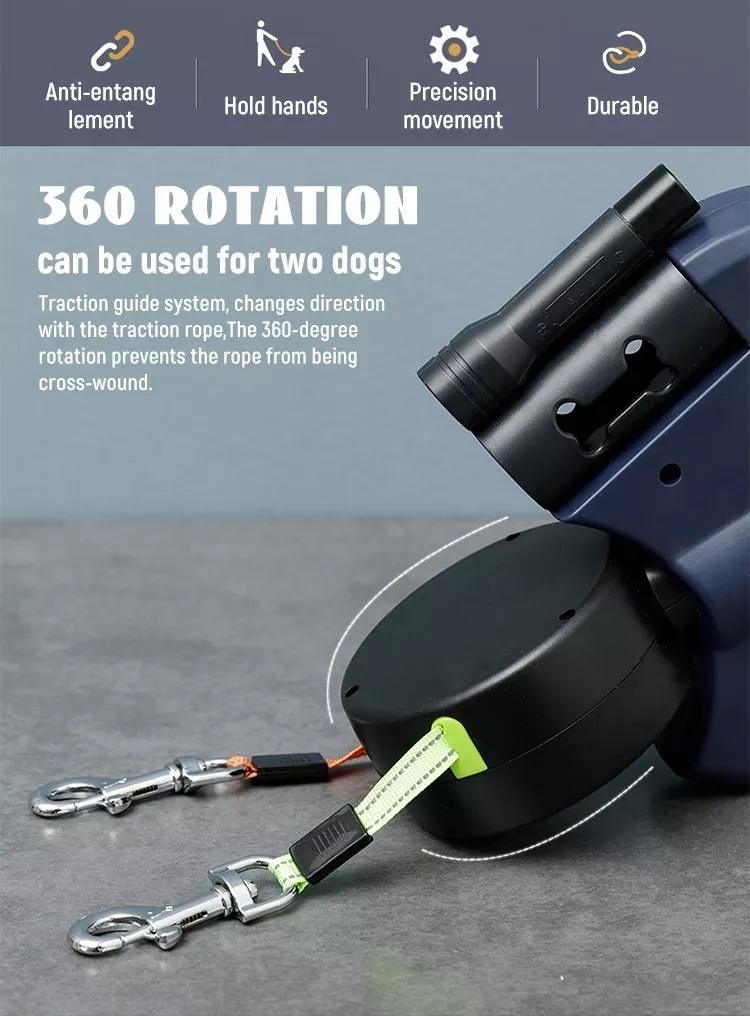 Automatic Double Headed Pet Hand Retractable Long Leash for Extending Puppy Pet Dog