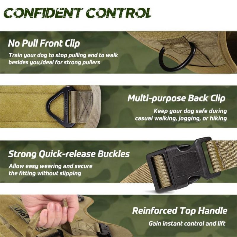 Tactical Dog Harness Vest Military Working Dog Molle Vest No-Pull Training Harness for Large Breeds
