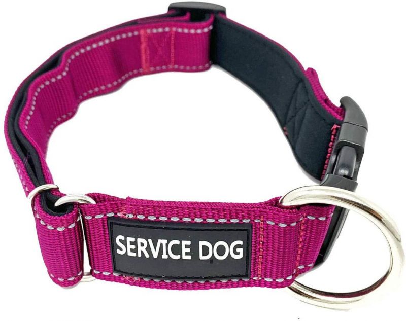 Heavy Duty Tactical Police Service Dog Collar Reflective Handle & Patch