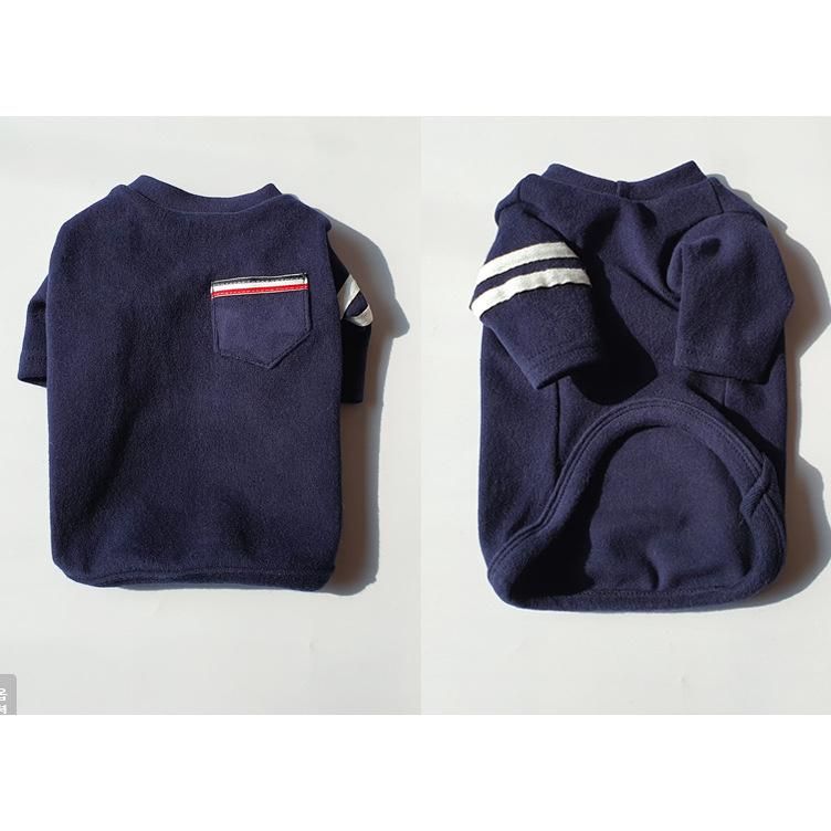 Fashion Pet T-Shirt Dog Clothing Plain Color Striped Sleeves Simple Pocket Pet Clothing