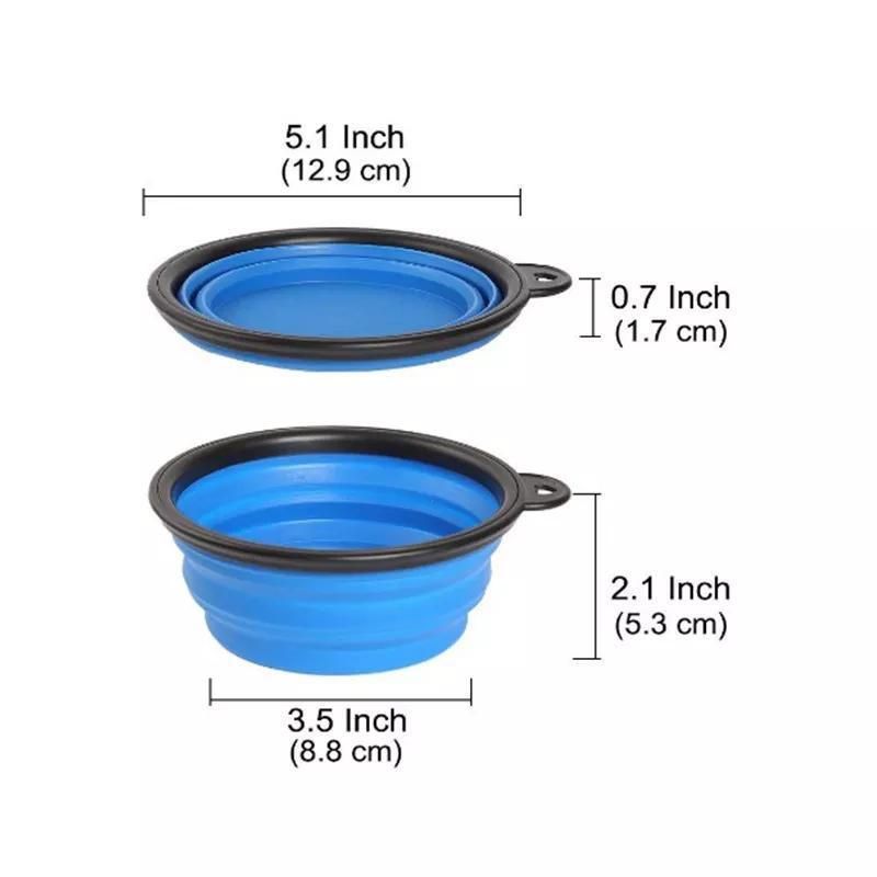 Portable Silicone Pet Bowl Silicone Slow Feeder Collapsible Sublimation Dog Bowl Non Slip Folding Dog Bowl with Lid