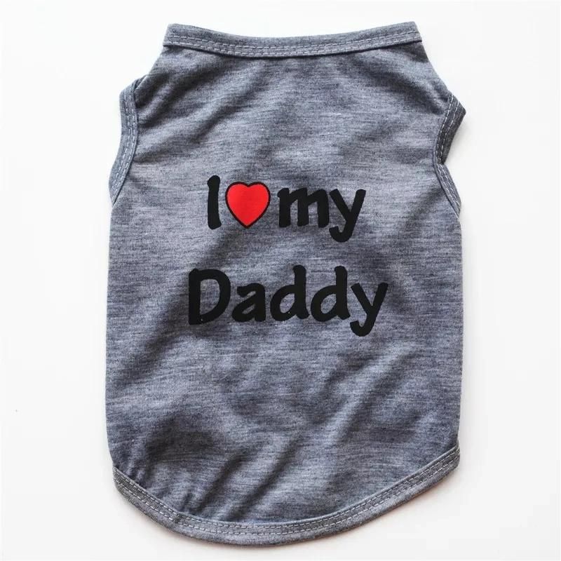 Wholesale Cute I Love My Mum/Dad Printed Dog T-Shirt Summer Puppy Clothes for Small Medium Dogs