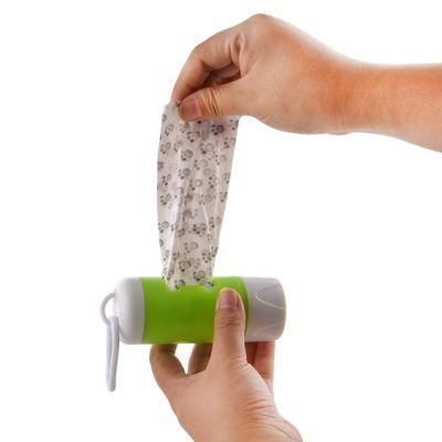 LED Flashlight Dog Waste Bag Dispenser Holder with Pet Waste Bag Poop Roll Bags (2 Packs)