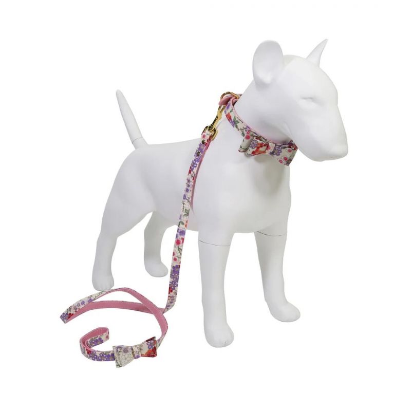 Soft PU Leather Bow Pet Leash with Matching Pet Collar