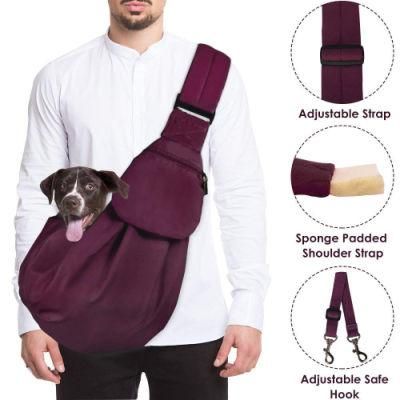 Pet Carrier Hand Free Sling Adjustable Padded Strap Tote Bag Breathable Cotton Shoulder Bag