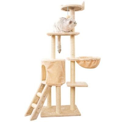 Modern Pet Cat Furniture Supply Happy Pet Activity Tree Yellow Cat Scratcher Climbing Tree Tower