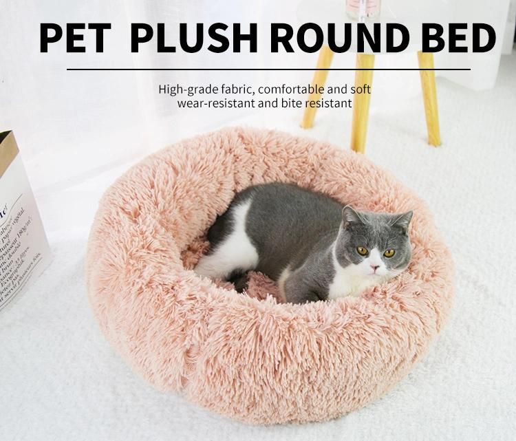 Hot Sale Popular Durable Many Colors Custom Color Available Autumn Winter Thickened Plush Donut Pet Bed for Cat Res