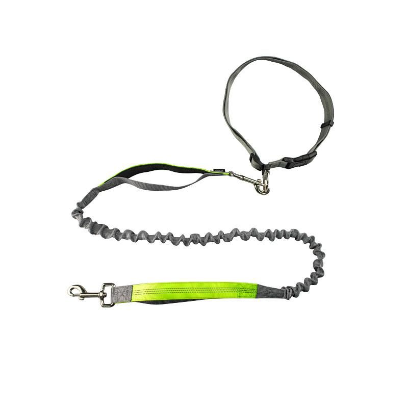 Hand Free Dog Leash with Adjustable Waist Bag Retractable Reflective Stitching Leash for Running Walking Hiking Jogging