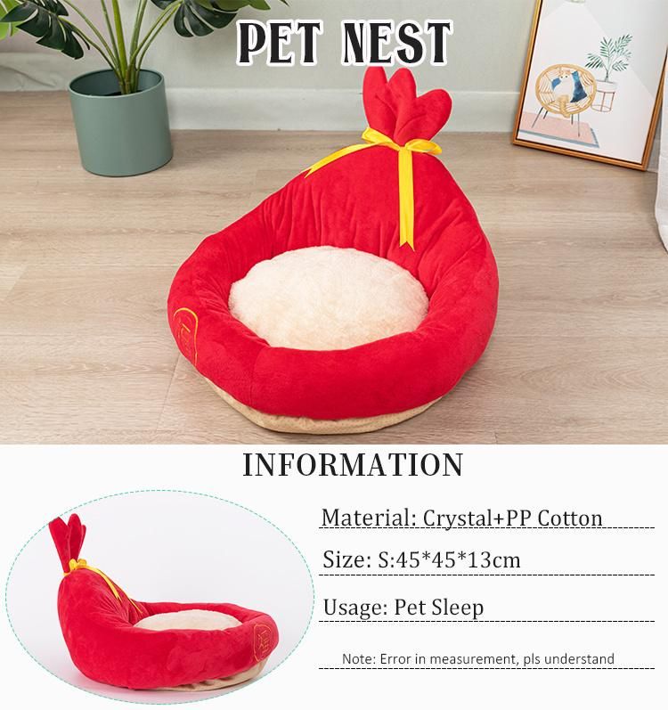 Factory Wholesale Open Type Cartoon Pear Fruit Shape Pet Bed Soft Cat Bed Open Type Pet Bed