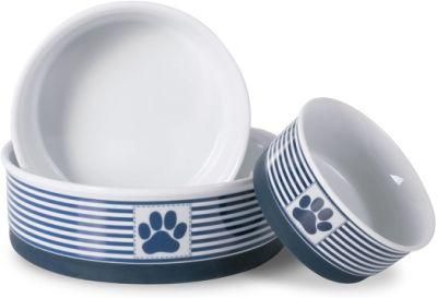 Ceramic Pet Bowl &amp; Canister Collection, Medium Bowl Set - 6 X 6 X 2inch, Gray