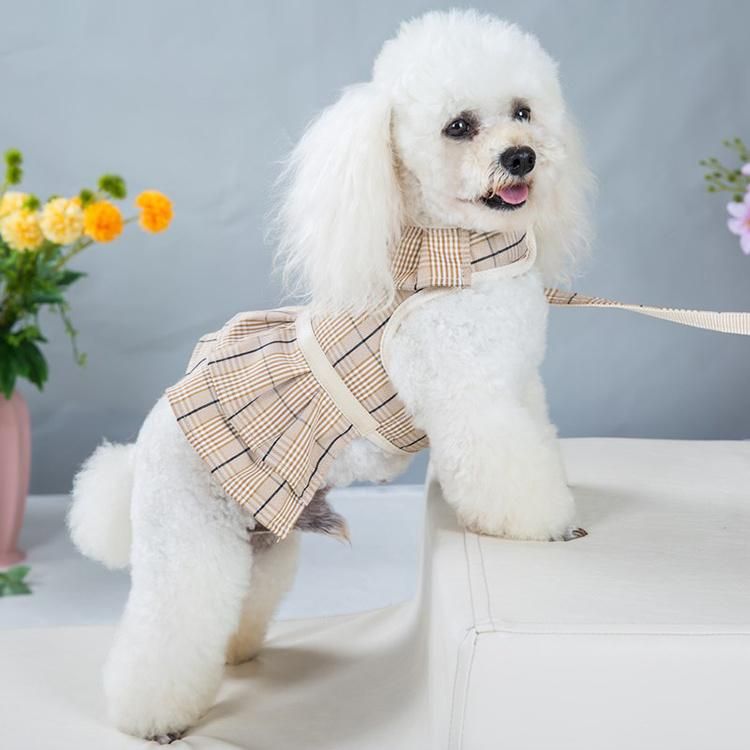 Pet Supplies Couple Chest Clothes Fashion Style Khaki Dog Dress with Traction Suit
