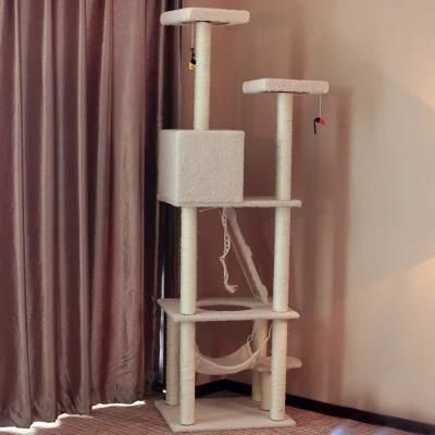 China Manufacturer Muti-Functional 3 Layer Deluxe Black Wooden Cat Tree House