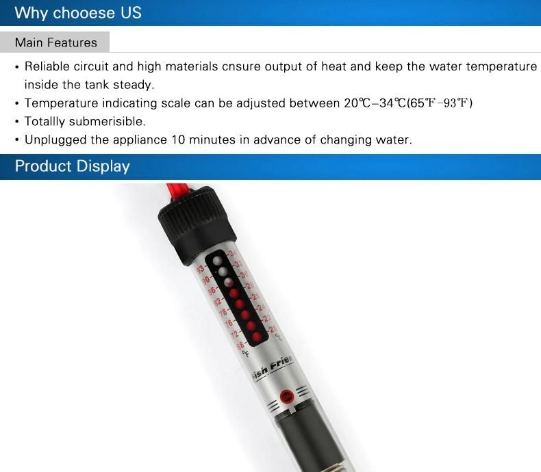 Aquarium Heater Glass Auto Thermostat 100W Underwater for 100L Tank