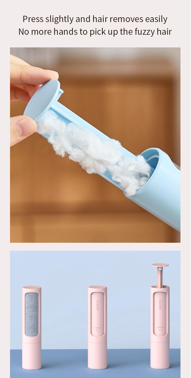 Waterproof Comfortable Touching Plastic Polyester Hair Remover Roller Brush