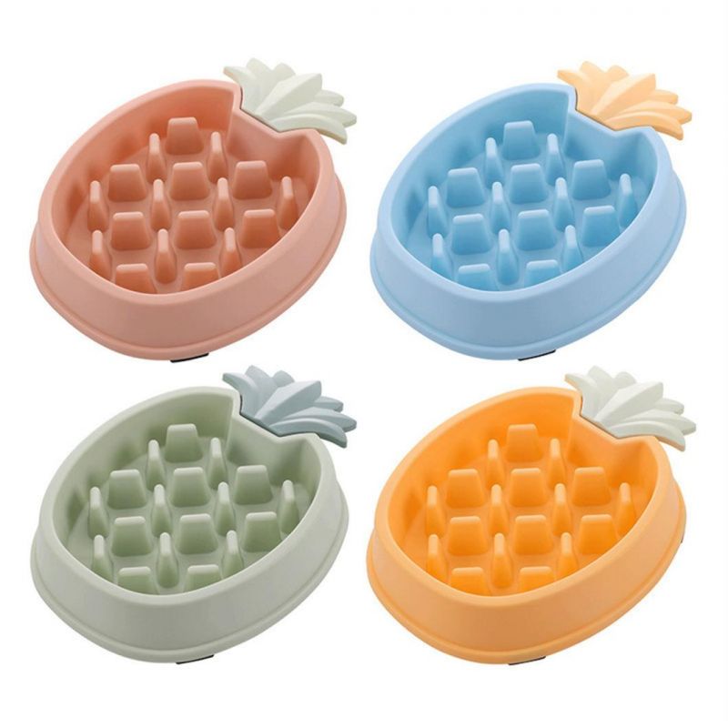 Pet Dog Slow Food Bowl Fat Non-Slip Multiple Colors Shapes