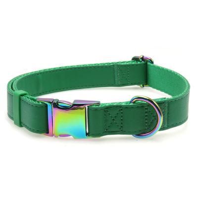 Top Quality Luxury PU Leather Pet Collar Custom Colors Softly Padded Waterproof Classic Vegan Genuine Leather Dog Collar