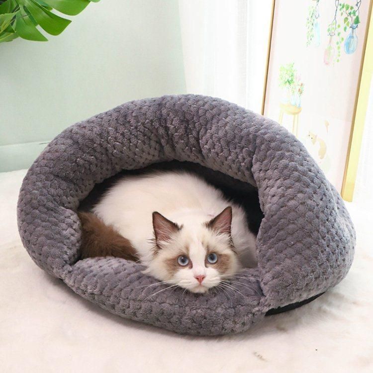 Wholesale Luxury Soft Round Washable Calming Plush Pet Donut Dog Bed Cat Nest Kennel Cave Winter Warm Sleep Donut Cat Bed