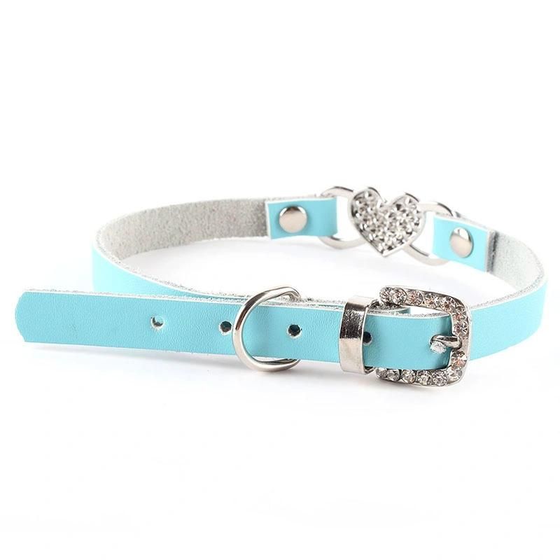 Cat Dog Collar Leather Heart Pet Collar Chihuahua Kitten Dogs Leashes Cat Supplies Dog Accessories