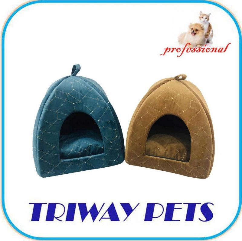 Soft Terry Pyramid Hut Cat Pet Bed
