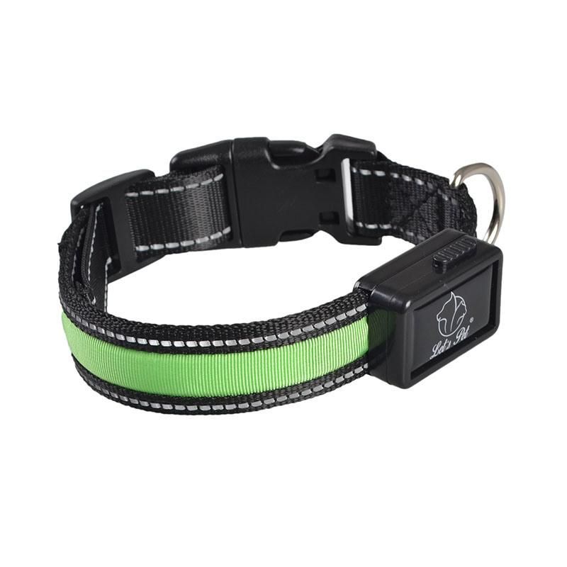 USB Rechargeable LED Nylon Dog Collar Night Safety Glow Flashing Pet Collar