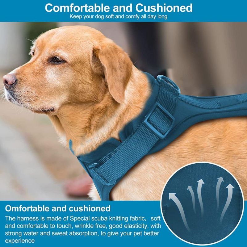 Customized Service Dog Harness with Waterproof Dog Collar Leash Set, Convenient Using Neoprene Soft Fashion Dog Harness No Pull