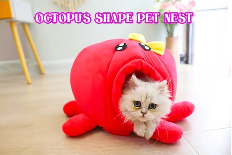 Octopus Shape Pet Supplies Warm Cat Litter Animal Shape Semi-Enclosed Cat House Small Dog Kennel Bed