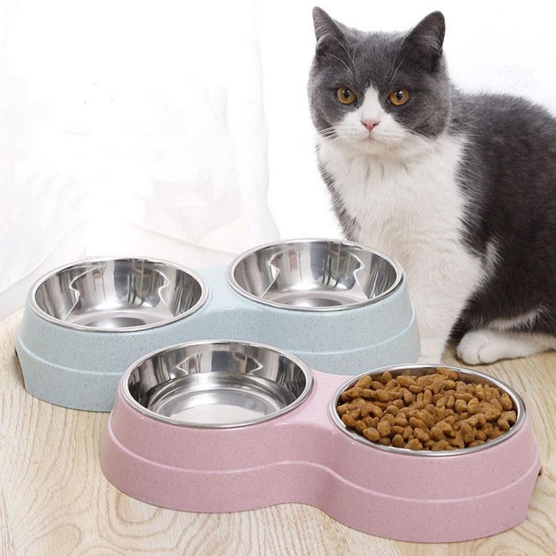 Double Pet Bowls Water Feeder Stainless Steel Pet Drinking Dish Feeder Dog Prdouct Pet Supplies