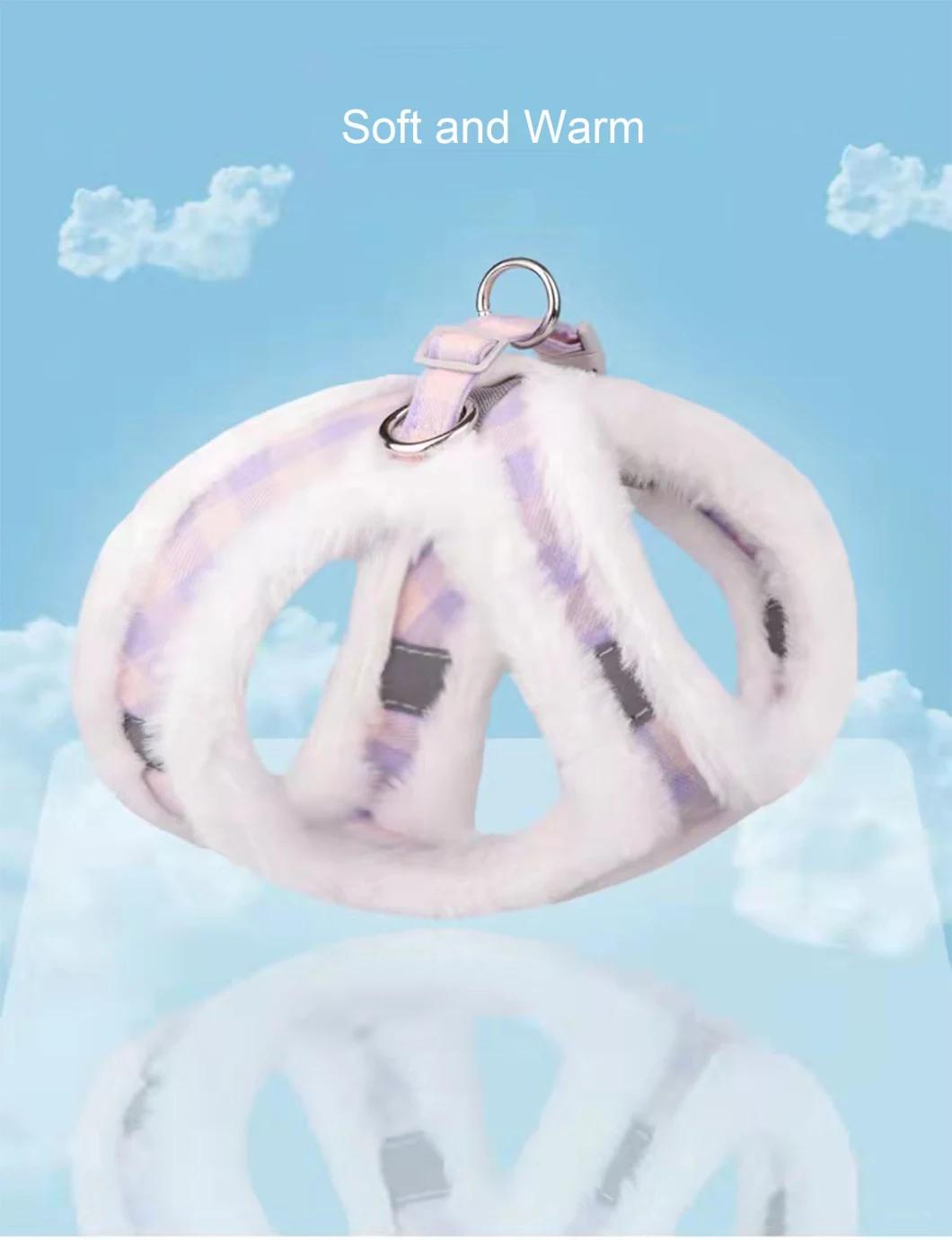 Reflective Pet Harness with Soft White Fleece Warm Dog Harness