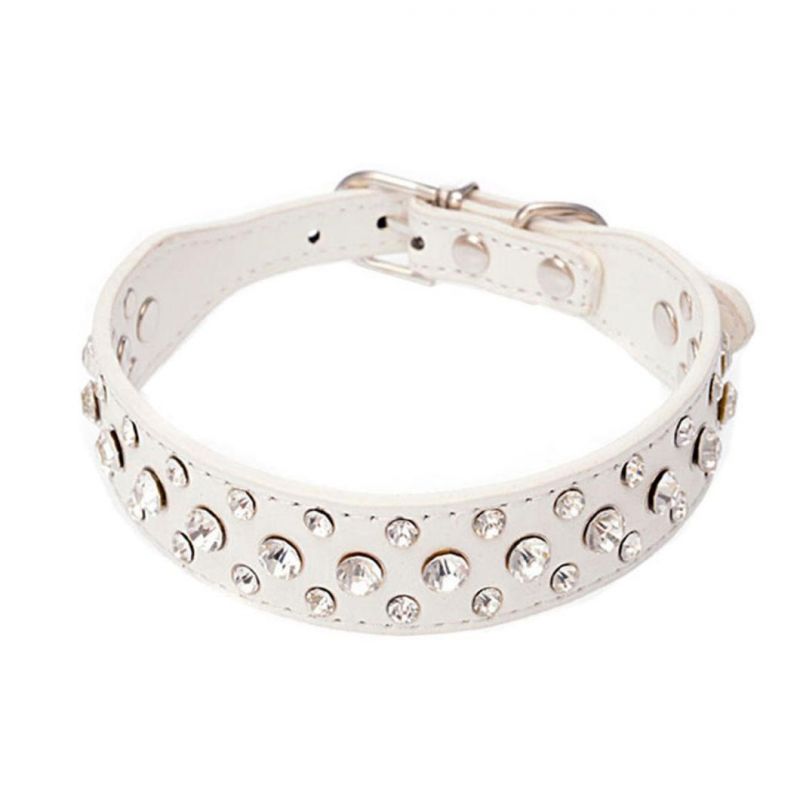 PU Leather Pet Collar with Bling Rhinestone Dog Collar