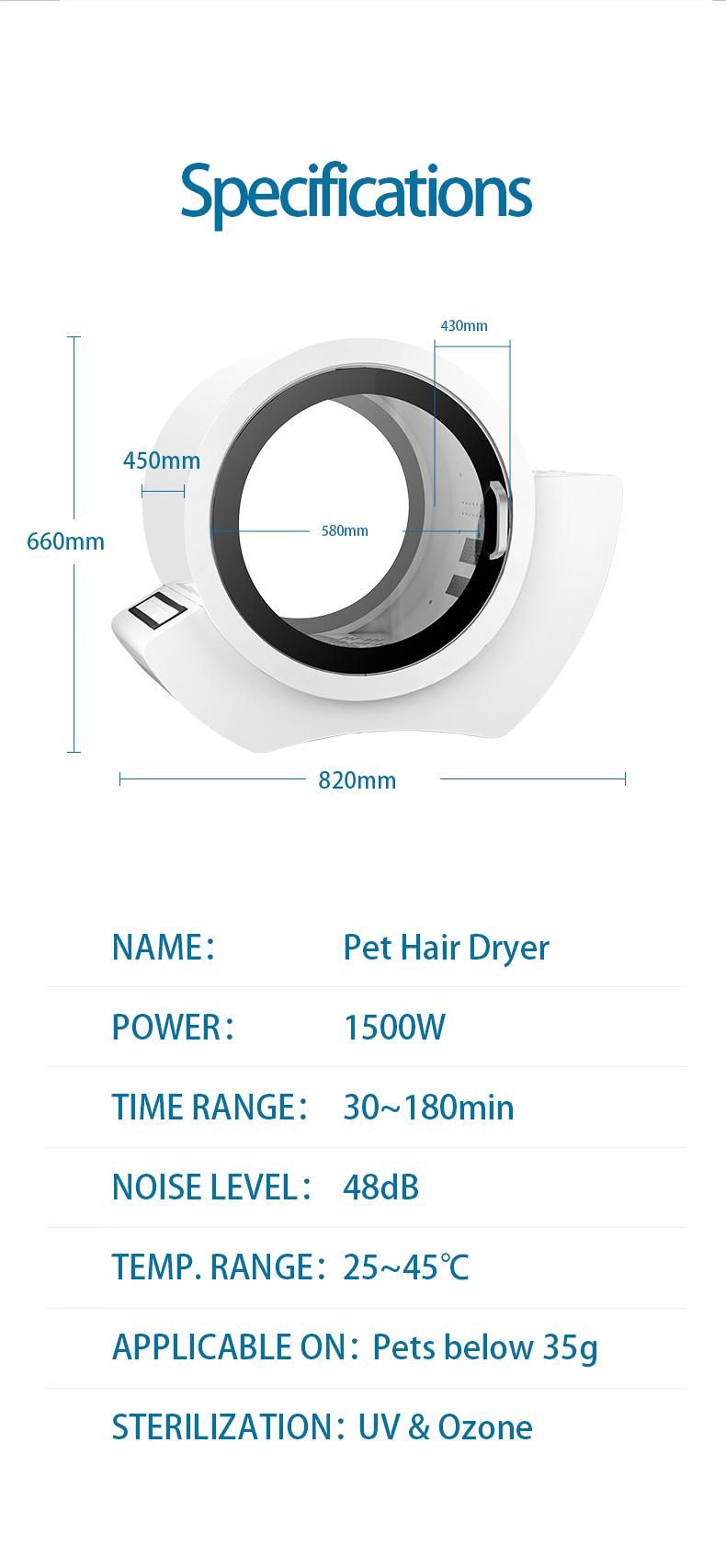 Automatic Electric Pet Dryer Room for Drying Pet Fur with Heat Circulation