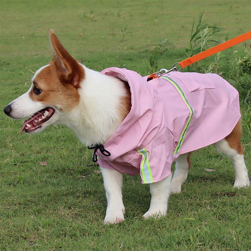 Dog Raincoat with Adjustable Belly Strap and Leash Hole