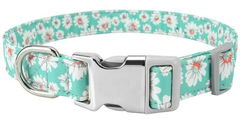 Custom Logo Fashion Adjustable Pattern Nylon Pet Dog Cat Collar