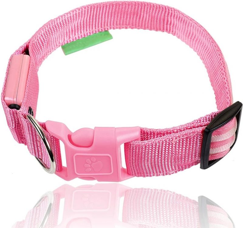 LED Dog Collar with USB Rechargeable Battery, Lightweight, Sturdy & Durable Materials
