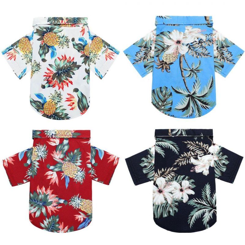 Pet Summer T-Shirts Hawaii Style Beach Seaside Floral Dog Shirt