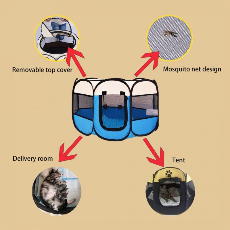 Oxford Fabric Washable Portable Folding Pet Octagonal Playpen Fence Tent with Carrying Bag