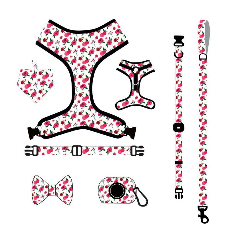 Wholesale OEM/ODM Personalized Pet Accessories Printing Reflective Quick Release Filling Polyester Fiber Pattern Dog Harness Set/Popular Product