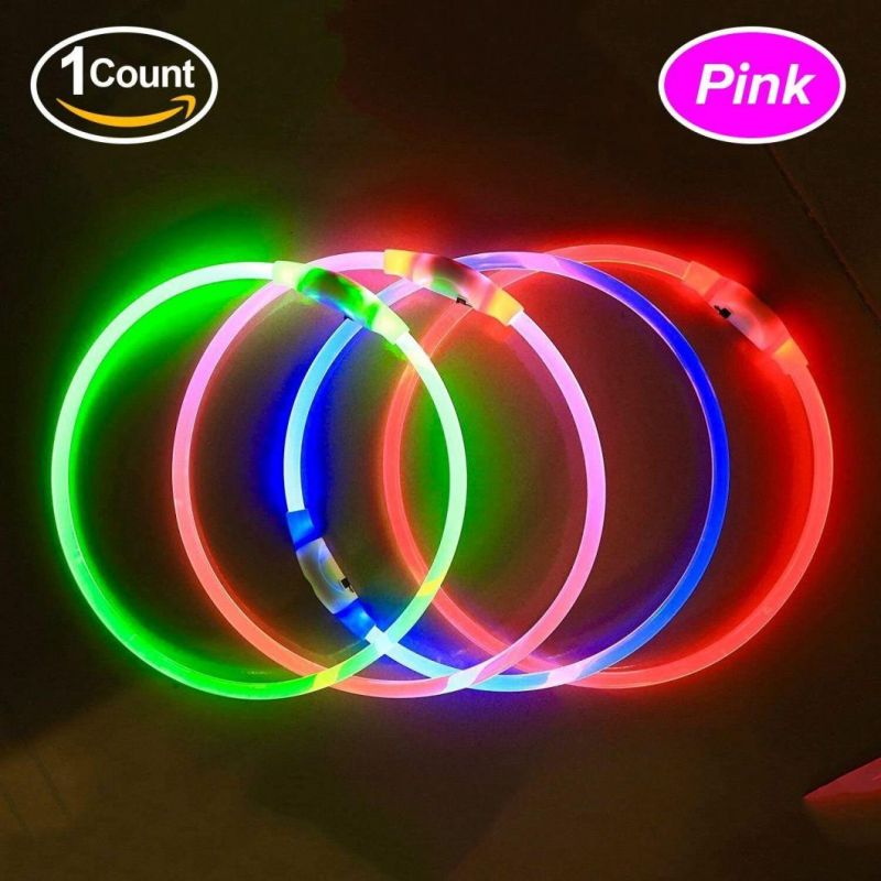 USB Rechargeable Glowing Pet Dog Collar for Night Safety Fashion Light up Collar