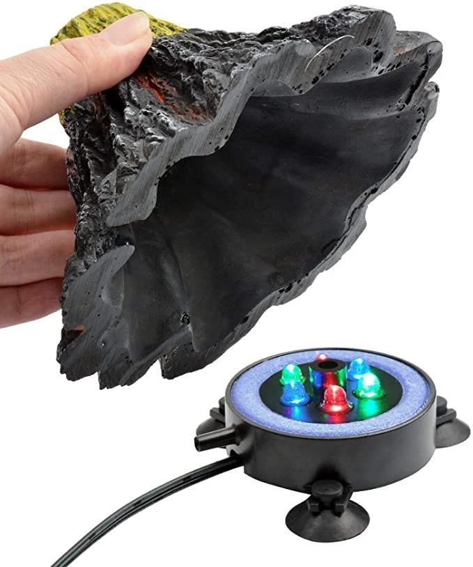 Fish Tank Volcanic Ornament Kit with LED Spotlight Aquarium Supplies