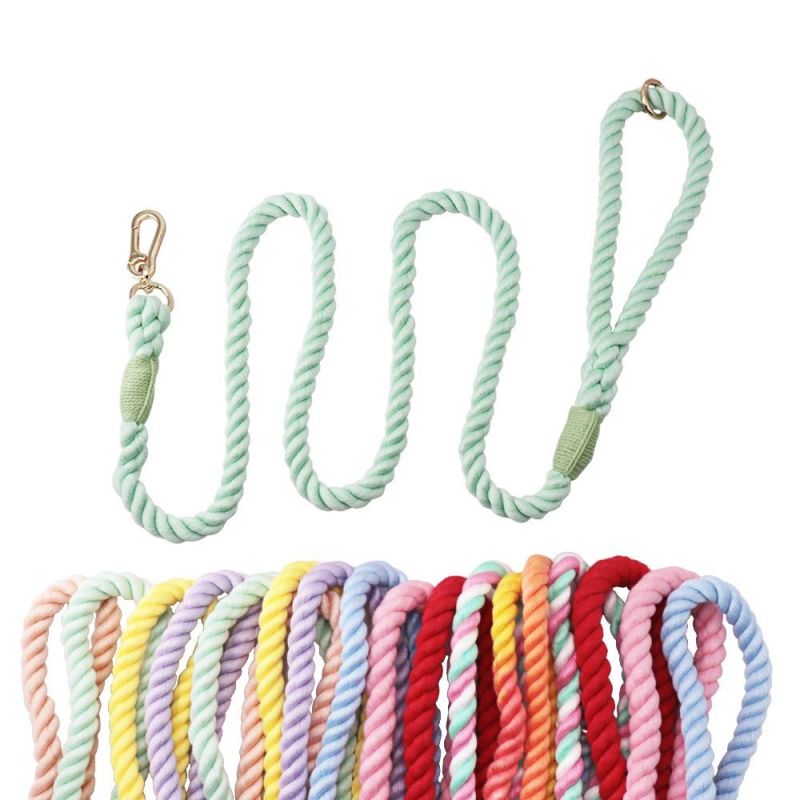 Hot Sale Customized Colored Gradient Cotton Rope Handmade Dog Leash Pet Leash